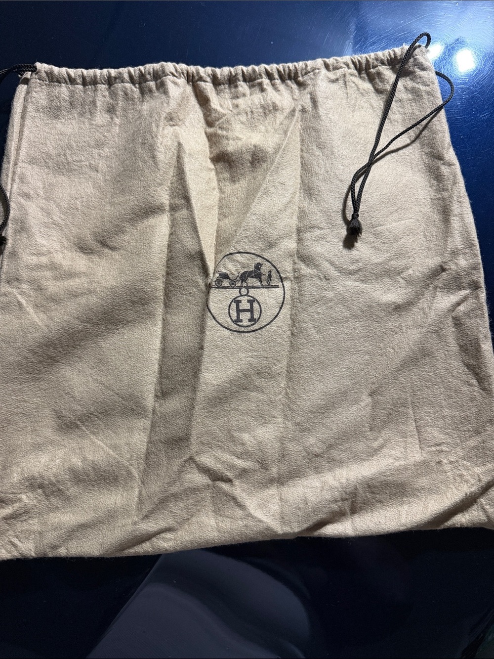 Hermès Drawstring Dust Bag in Natural Beige H17in x W 16.5